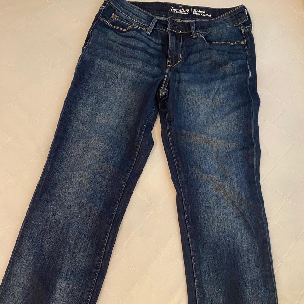 Cuffed dark denim jeans